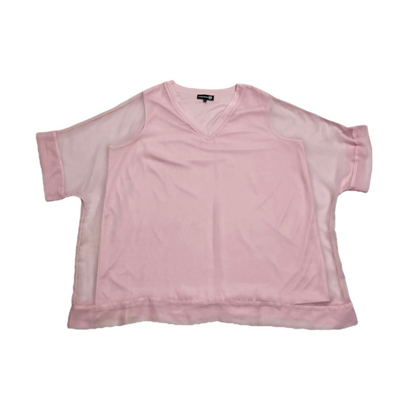 Claire France baby light pink size 4X US blouse layered short sleeves light - Picture 6 of 10